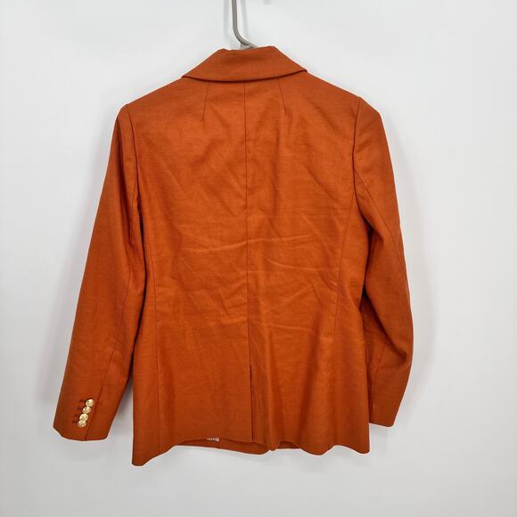J.CREW Bristol Double Breasted Linen Blend Burnt Orange Blazer // 0 - Picture 7 of 8